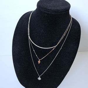American Edge rose gold silver 3 layers dainty necklace Preowned 23 in